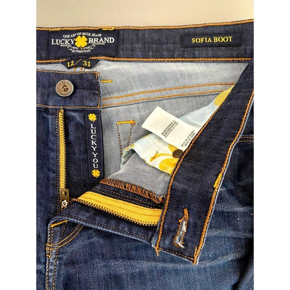 LUCKY BRAND Sofia Boot Cut Ankle Mid Rise Blue Denim Jeans Women's Size 12 / 31 - Picture 5 of 10